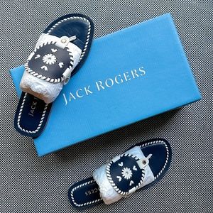 Jack Rogers Collins Flat Sandal in Midnight/White
